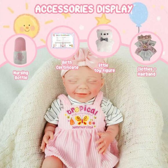 17.2in Full Silicone Non Vinyl ivory Reborn Baby Dolls BOY Sleeping Doll - Picture 6 of 8